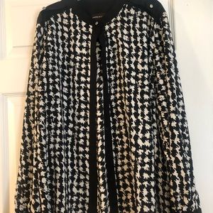 Black and white blouse with shoulder detail